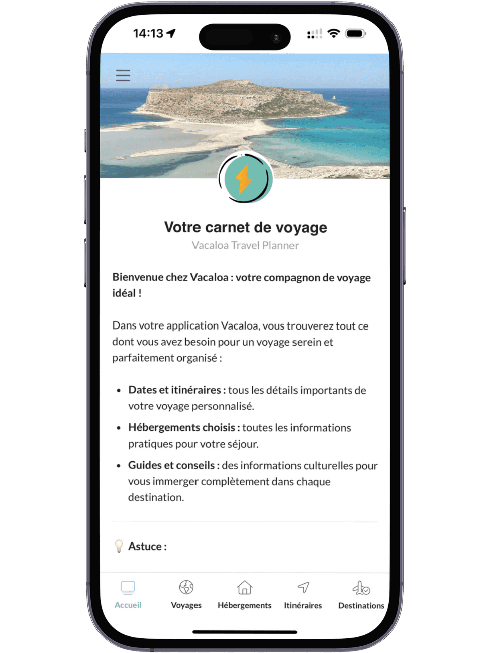 Vacaloa Travel Planner utilise notre application mobile de carnet de voyage pour ses clients