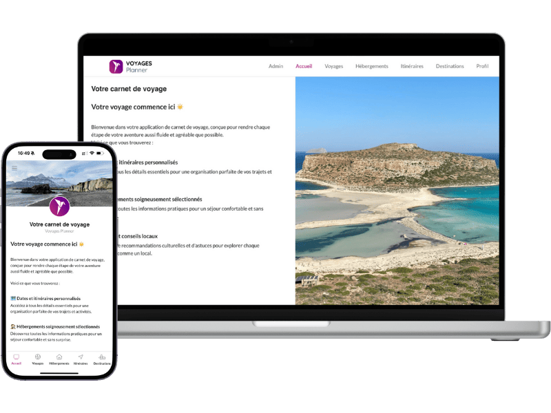 Solution de carnet de voyage digital Voyages Planner