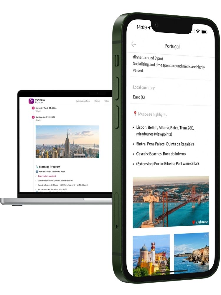 Digital travel itinerary Portugal – Must-see highlights with maps and tips on Voyages Planner