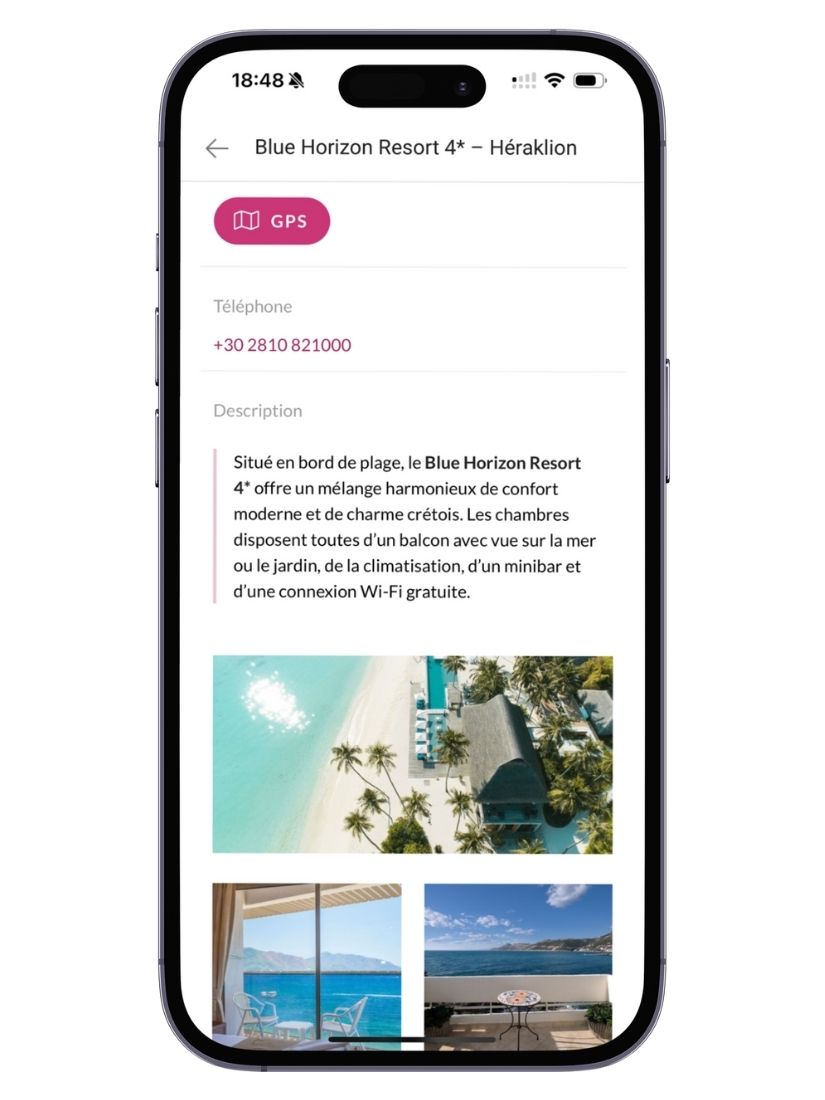 Carnet de voyage interactif descriptif d'un hôtel en Crète